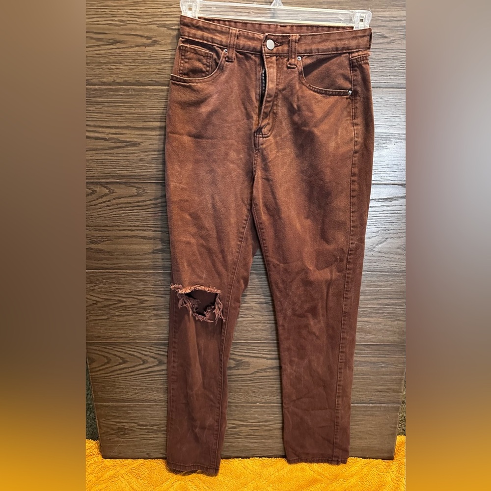 SHEIN Brown Corduroy High-Waist Pants
